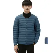 Nevenka Mens Down Jacket Packable Lightweight Two Wear Waterproof Coat-HazeBlue