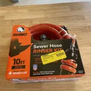 RhinoFlex RV Clean Out Hose System | 10-Foot Sewer Hose, Rinser Cap,and More PVC