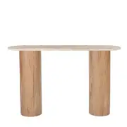 [James Lane] Adara Travertine & Acacia Wood Console Table