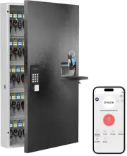 104 Keys Lock Box with Drop Slot, Key Cabinet Wall Mount, Fixed Code/Otp, APP Bl