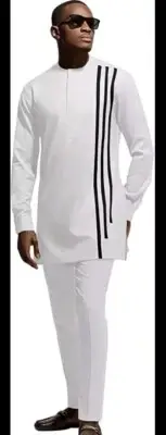 African Men‘s Party Suit Two Pieces Set Dashiki Shirt Pant Tracksuit LS. Size M