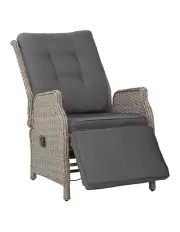 [Gardeon] Wicker Outdoor Sun Lounge Recliner Chair in Grey