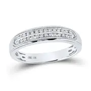 14k White Gold Round Diamond Band Ring 1/4 Cttw