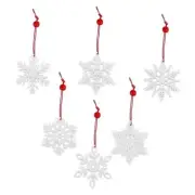 24Pcs Christmas Wooden Snowflakes Ornaments,2.76" White Snowflakes Hanging