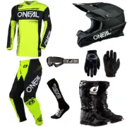 O'Neal Element Neon motocross gear Jersey Pants Gloves Boots Helmet Set