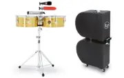 LP 14" & 15" Tito Puente Timbales - Brass + LP Dual Hard Road Case