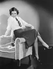 American Maxine Doyle sits on an armchair 1940 Movie Film Old Photo