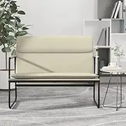 Cream Faux Leather Bench 100x64x80 cm with Cushioned Upholstered Seat, Entryway Dining Room Benches, Sturdy Metal Frame, Indoor Padded Seat