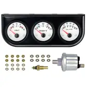 3 in1 Triple Auto Gauge Meter Kit 52mm 8-16V Volt Meter +100-250℉ Water Tempe...