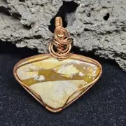 Trekntreasures Handmade Brecciated Mookaite Jasper + Copper Stone & Wire Pendant
