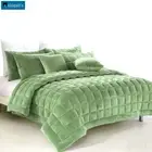 Augusta Sage Faux Mink Quilt / Comforter Set by Alastairs