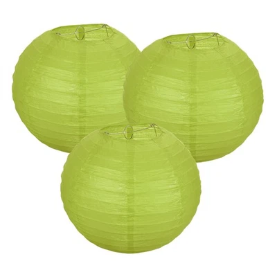 3Pcs Decorative Hanging Round Paper Lanterns 20cm/8", Light Green