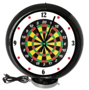 Darts Game Room WBG, Black Lighted Gas Pump Globe Advertising Style Quartz Clock