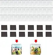 72 Pcs Square Glass Magnetic with Adhesive Backing Set，Clear DIY Craft Magnets Set for Fridge, Whiteboard & Photo (1 Inch)