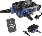 EXLECO Super ECO Pond Pump 20W Max. 3600L/H Filter Pump Submersible Water Pump Outdoor Pond Pump for Garden Fountain Pond Pump with Filter Cable Length 10M