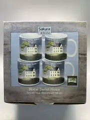 Warren Kimble HOME SWEET HOME Mugs, Sakura by Oneida, Set of 4 New In Box