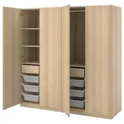 PAX / FORSAND wardrobe combination, white stained oak effect/white stained oak effect, 200x60x201 cm
