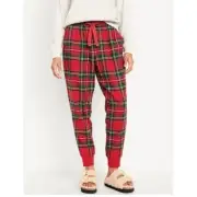 NWT Old Navy Tartan Plaid Flannel High Rise Jogger PJ Pants Lounge Red Medium