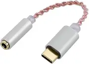 HiFi DAC Earphone Amplifier USB TypeC to 3.5mm Headphone Audio Adapter 32Bit 384KHz Digital Decoder AUX Converter Silver