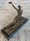 Vintage Art Deco/Art Nouveau Bronze Statue Scuplture Nude Woman In Sitting Art