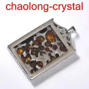 128.7Ct Pallasite Meteorite Pendant Brenham Meteorite Necklace --53