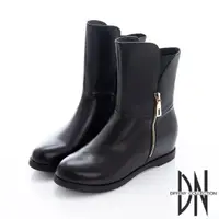 在飛比找momo購物網優惠-【DN】魅力時尚 金屬雙拉鍊內增高造型靴(黑)