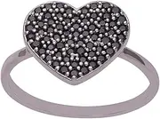 [Shine Jewel] 925 Sterling Silver Women Wedding D Shape Ring Black Spinel Gemstone Statement Band