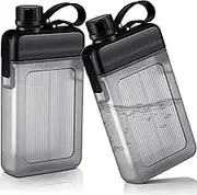 Honeydak 2 Pcs Flat Water Bottle Plastic Flask for Liquor Square Bottles Portable Travel Mug Pocket Flask for Liquor