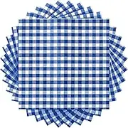 Tatuo 100 Sheet Blue and White Gingham Paper Napkins Disposable Checkered Napkin Bulk 12.9 x 12.9 in Classic Buffalo Plaid Towels 3 Layers for Dinner Picnic BBQ Christmas New Year Birthday Party