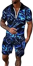 Mens Beach Pattern Printed T-Shirt, Comfy Leisure Drawstring Shorts Dailywear Sets Shawl Tuxedo Short Suit Shorts Beach Tropical Travel Body Sports Shorts Suit Sports Workout Streetwear for Men