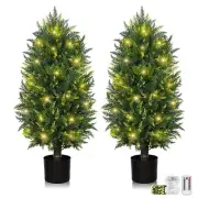 3ft Artificial Cedar Topiary Trees, Realistic Faux Cedar Pines for Outdoor Fr...
