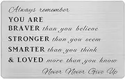 Inspirational Wallet Card, Motivational Card for Men Women, Get Well Card, Encouragement Card, Always Remember You Are Braver Than You Believe