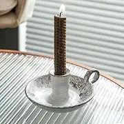 Tenforie Ceramic Candle Holder with Handle, Handmade Vintage Candlestick Holder for Taper Candles and Incense, Decorative Tabletop Candle Stand for Christmas, Halloween, Weddings, and Home Decor