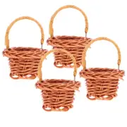 4 Pcs Rattan Shopping Basket Mini Baskets Woven With Handles Baby