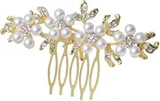 Yaozeio Gold Leaf Pearl Flower Hair Comb - Wedding & Formal Occasions - Women's Decorative Hair Comb