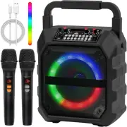 ADVWIN Karaoke Machine Portable Bluetooth Speaker Singing Machine with Lights &