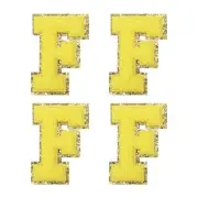 4Pcs Chenille Letter Patches Iron on Letter Patches Yellow F Alphabet Decorative