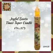 Joyful Santa Timer Taper 6" Burnt Ivory LED Candle