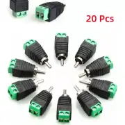 20pcs of Speaker Wire Cable to Audio RCA Male Connector Adapter Jack Plug