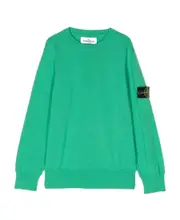 Compass-patch wool jumper 14Y green