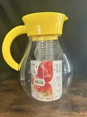 Primula Tritan Infusion 1 Gallon Clear Tea Fruit Pitcher Yellow Top New