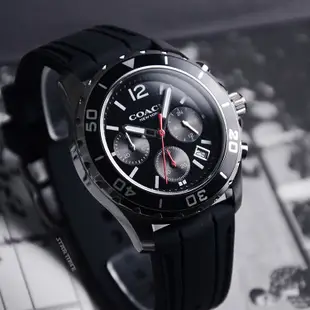 COACH | 經典KENT系列 帥氣三眼計時腕錶/手錶/男錶 - 矽膠錶帶x黑面 -14602565
