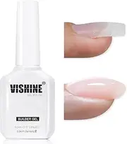 [Vishine] Builder Gel For Nails, 8-in-1 Jelly Milky Pink Gel Polish Rubber Base Gel Polish For Nail Thickening, LED Nail Lamp Cured Nail Strengthener Extension Color Base in A Bottle E054