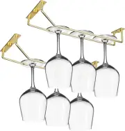 10.8 Inch Gold Wine Glass Rack, under Cabinet Wine Glass Holder, Metal Stemware