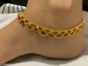 Anklet 14k Gold Plated Ankle Chain Foot Women Indian Payal Jewelry Bracelet New