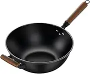 Generic Wok Wok Wood Many Utenses De Cooking for Electric Induction Gas Stoves, Diameter 30cm