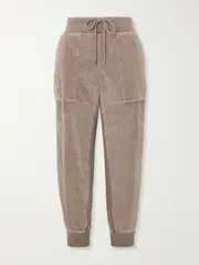 [James Perse] James Perse - Jersey-trimmed Cotton-blend Corduroy Tapered Track Pants - Neutral - 3 3 Neutrals