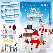 9 Pack Snowman Kit, Christmas Crafts DIY Winter Activities Set, Build a Snowman Indoor, Creative Air Dry Modeling Clay Crafts Kit for Family School Party Favor Supplies