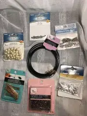Jewelry Making Lot NEW 7 Pkgs Connector Beads Cord Clips Bails Ball Loop DIY