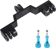 Aluminum Dual Twin Mount Adapter Compatible with Hero 12/11/10/9/8/7/(2018)/6/5 Black,SJCAM, DJI Osmo Action Cameras - Capture Front Back Angles, Mount Togther Camera and Light